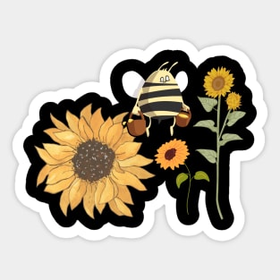 Sunflower and Fatty Bee Sticker